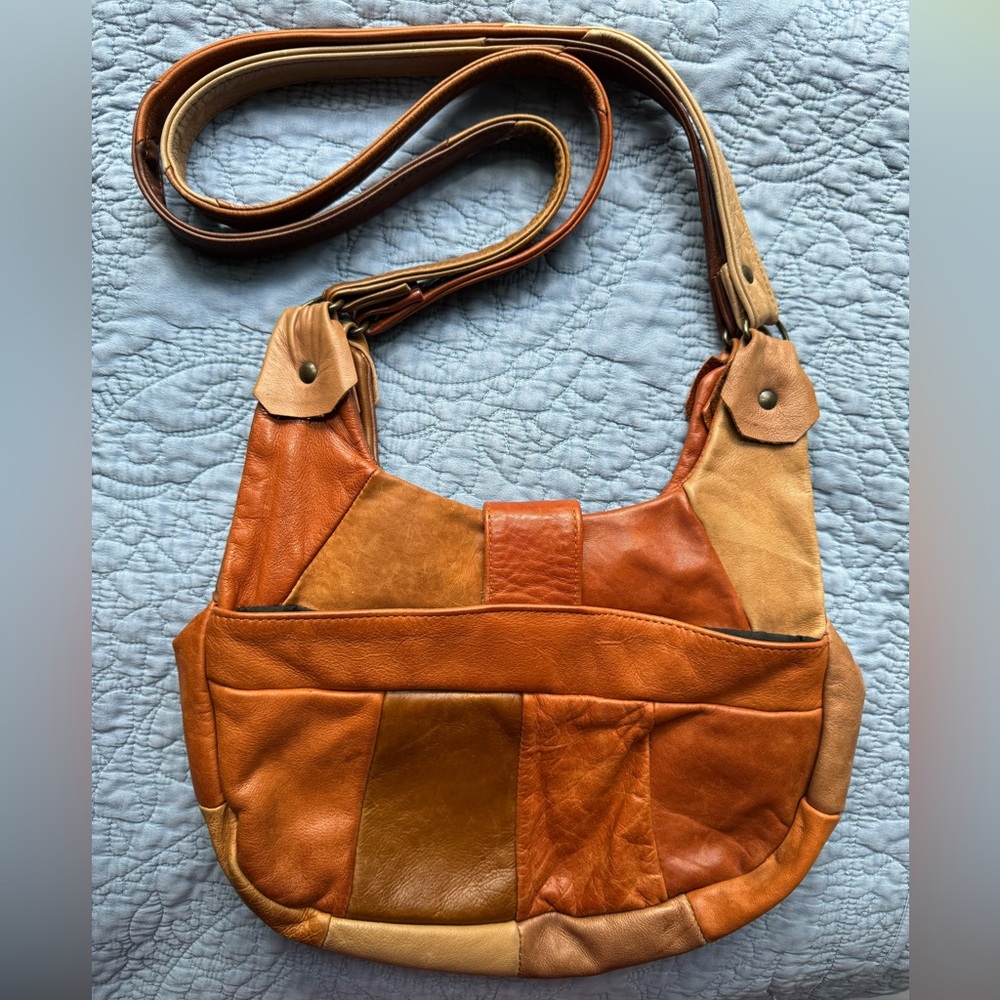 Unique Vintage Patchwork Leather Shoulder Bag - image 2